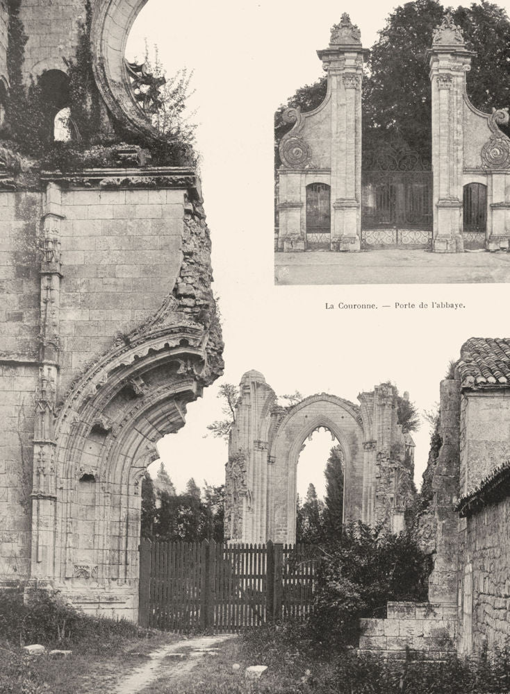 CHARENTE. La Couronne- Ruines de l'abbaye 1904 old antique print picture